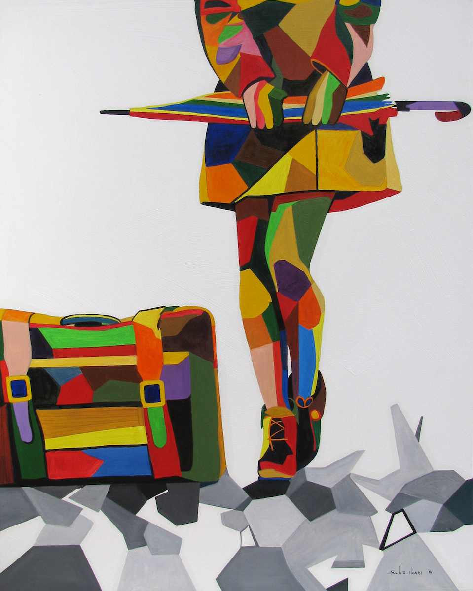 Dipinto - Ombrello in mano 2016, olio su tela, 80x100 cm