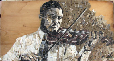 Mosaico serie mista - Violinista 2013, tecnica mista, 36x68 cm
