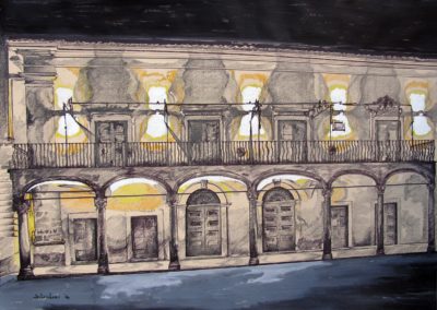 Dipinto serie mista Archi ri ronna pippa 2014, tecnica mista su carta, 70x50 cm