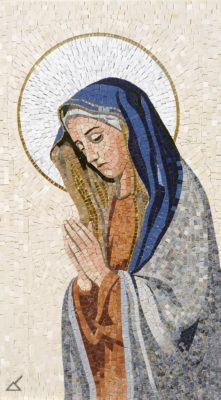 Mosaico serie sacro, Madonna Addolorata 2017, marmo, 75x130 cm