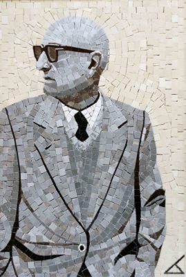 Mosaico serie mista, g01 Gesualdo Bufalino 2018, marmo, 48,3x70,3 cm