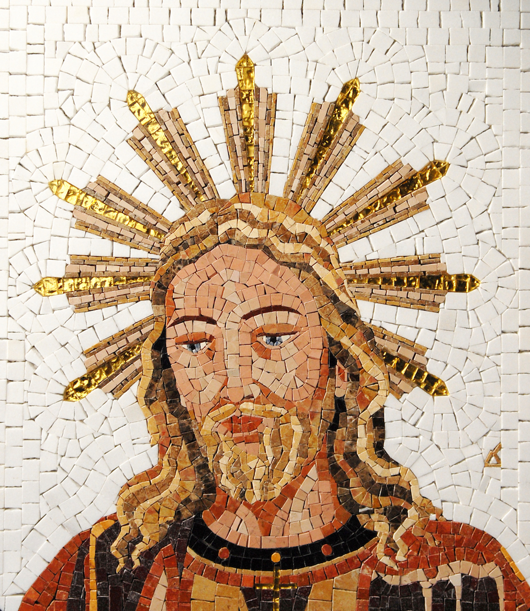Mosaico sacro - Cristo 2012, marmo e vetro, 50x56,5 cm