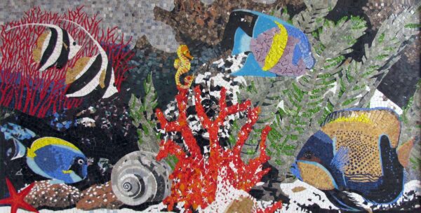 Mosaico serie mista - Fondale 2013, vetro, marmo e smalto, 179x89,5 cm