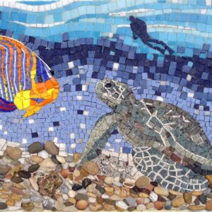 Mosaico serie mista - Subacqueo 2015, marmo e smalti, 80x50 cm