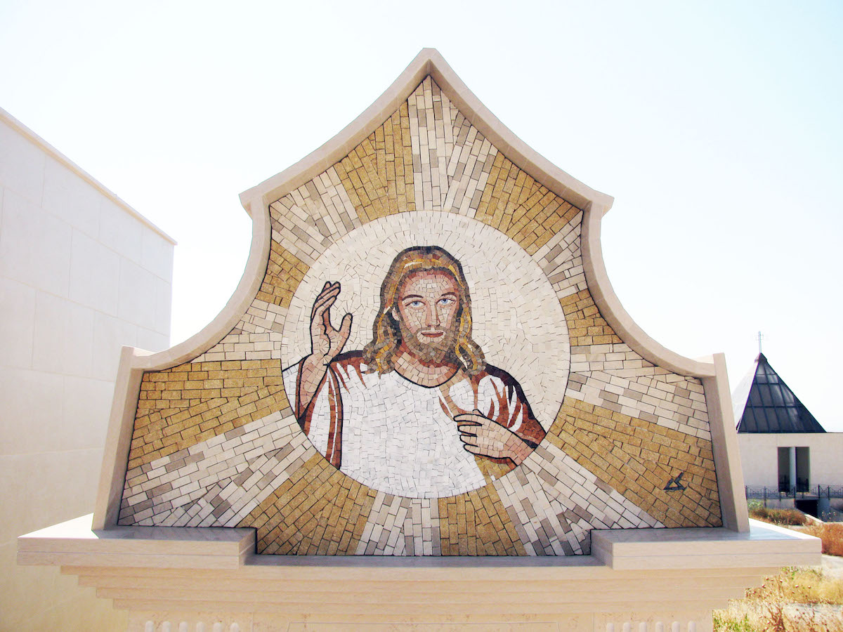 Mosaico sacro - Cristus 2015, marmo e pietra, 120x115 cm
