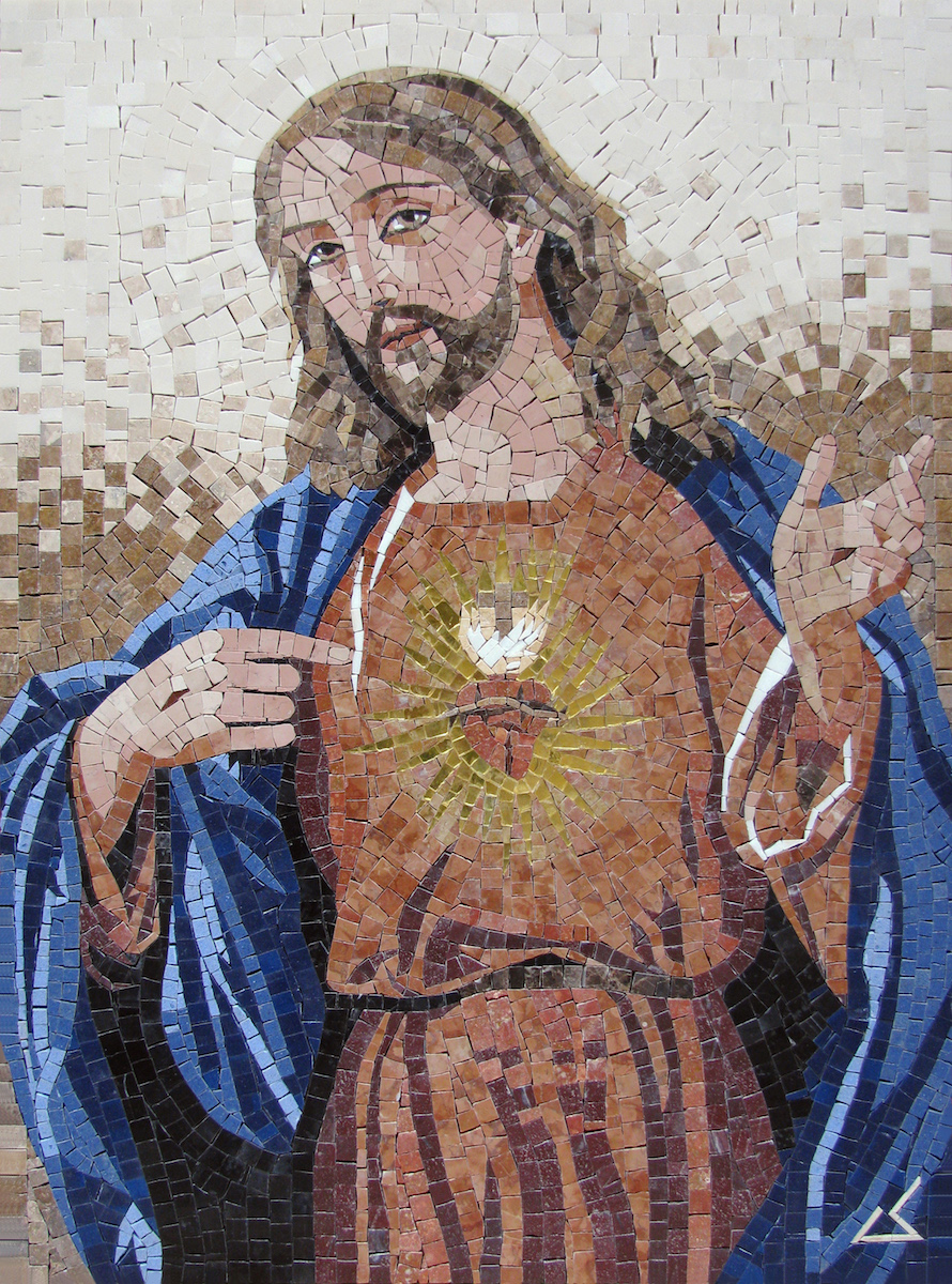Mosico sacro - Sacro cuore di Gesù 2016, marmo, 65x88 cm
