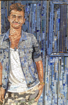 Mosaico serie mista - Simone A. 2016, tecnica mista, 85x130 cm