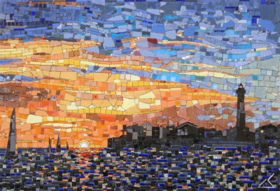 Mosaico serie mista - Tramonto a Punta secca 2016, tecnica mista 130x90 cm