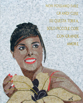Mosaico serie mista - Federica, 2016, marmo, 105x130 cm