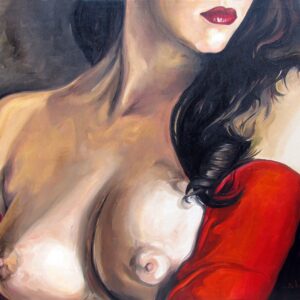 Dipinto serie mista Donna smaniche 2014, olio su tela, 70x56 cm
