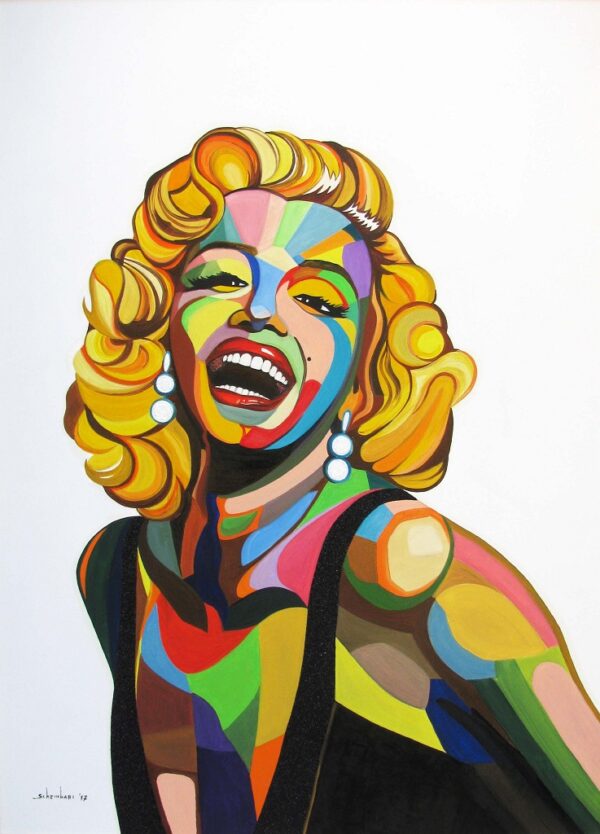 dipinto serie arlecchino Marilyn 2° scatto 2017, olio su tela, 80x110 cm