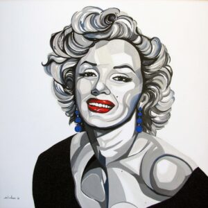 dipinto serie arlecchino Marilyn 3° scatto 2017, olio su tela, 90x90 cm