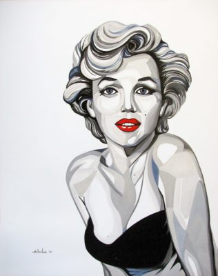 dipinto serie arlecchino Marilyn 4° scatto 2017, olio su tela, 80x100 cm