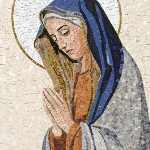 Mosaico serie sacro, Madonna Addolorata 2017, marmo, 75x130 cm
