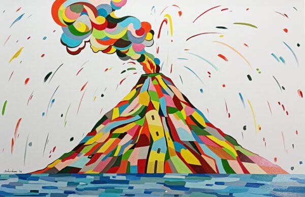 dipinto, serie arlecchino Il carnevale dell'etna, 2022, olio su tela, 114x74 cm